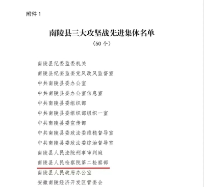 【喜报】南陵县人民检察院一集体及个人荣获表彰